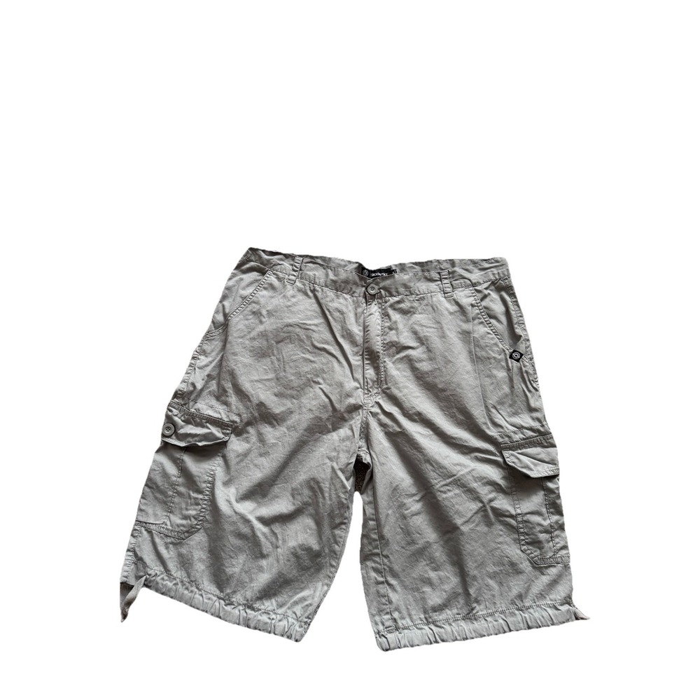 Akademiks Mens Grey Parachute 90s Y2K Streetwear Baggy Skater Cargo Shorts Sz 44